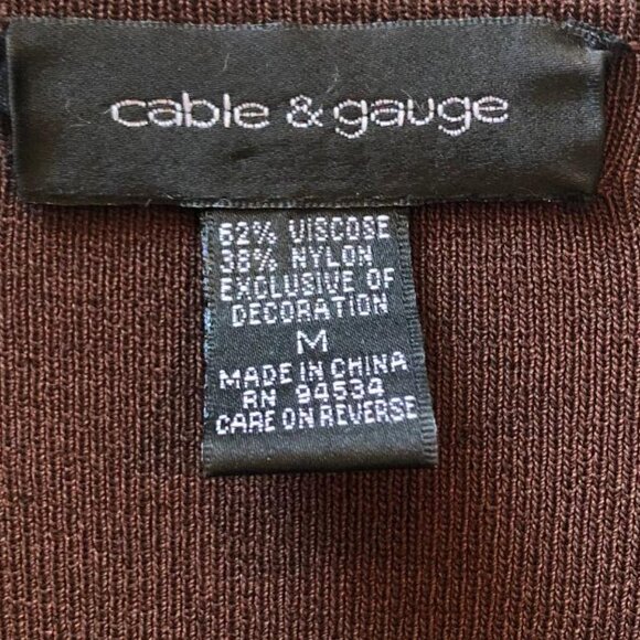 Cable & Gauge, Brown, Scoop & Keyhole neck top w/silver-tone ring, Size: Medium - Picture 5 of 9